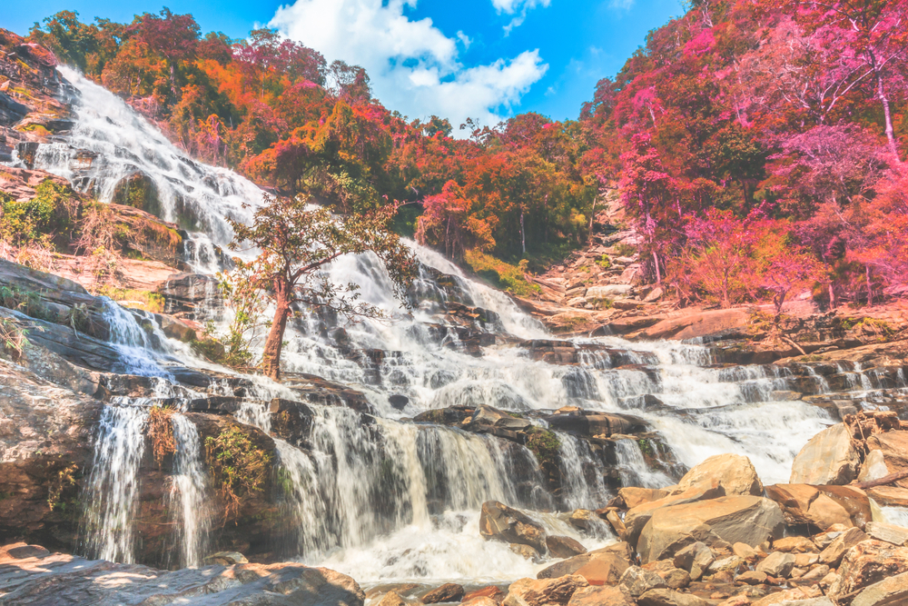 The Mae Ya Waterfall, stretching up around 260 metres, is one of the top things to see in North of Thailand