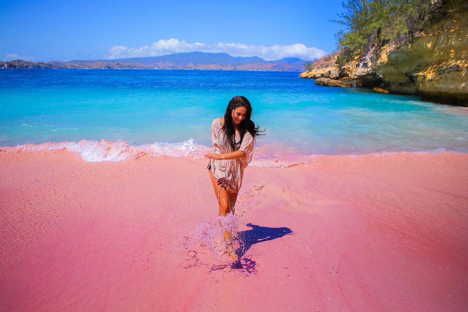 Serai Beach is one of only eight pink beaches in the world